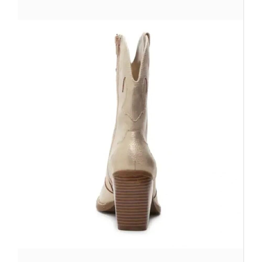 Mix No 6 Brycen Cowboy Boots 6.5 Gold Tan Heel Western Vegan Leather - Picture 2 of 9